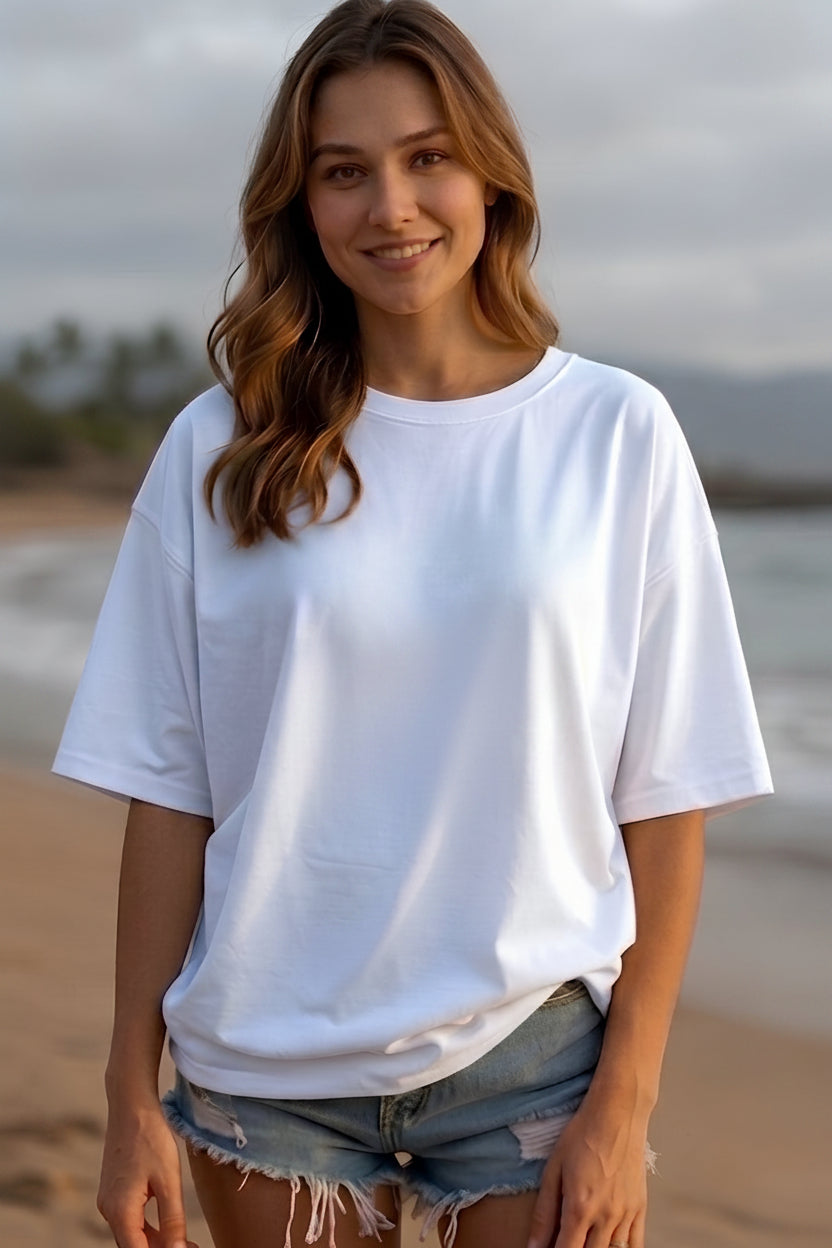 Solid Oversized Drop Shoulder T-Shirt for Women | 180 GSM Cotton