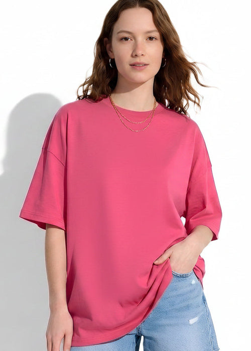 Solid Oversized Drop Shoulder T-Shirt for Women | 180 GSM Cotton