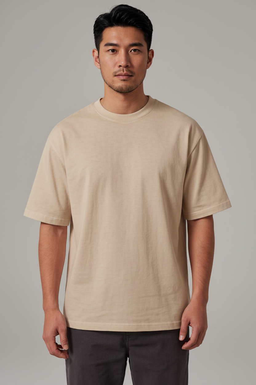 Solid Oversized Drop Shoulder T-Shirt for Men | 240 GSM Thick Cotton