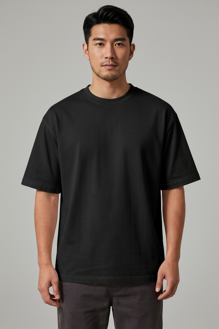 Solid Oversized Drop Shoulder T-Shirt for Men | 240 GSM Thick Cotton