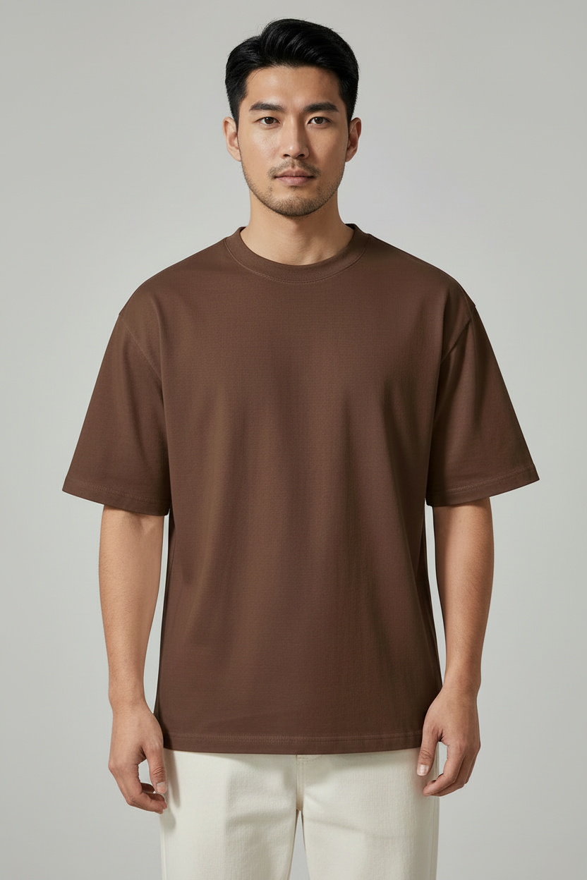 Solid Oversized Drop Shoulder T-Shirt for Men | 240 GSM Thick Cotton