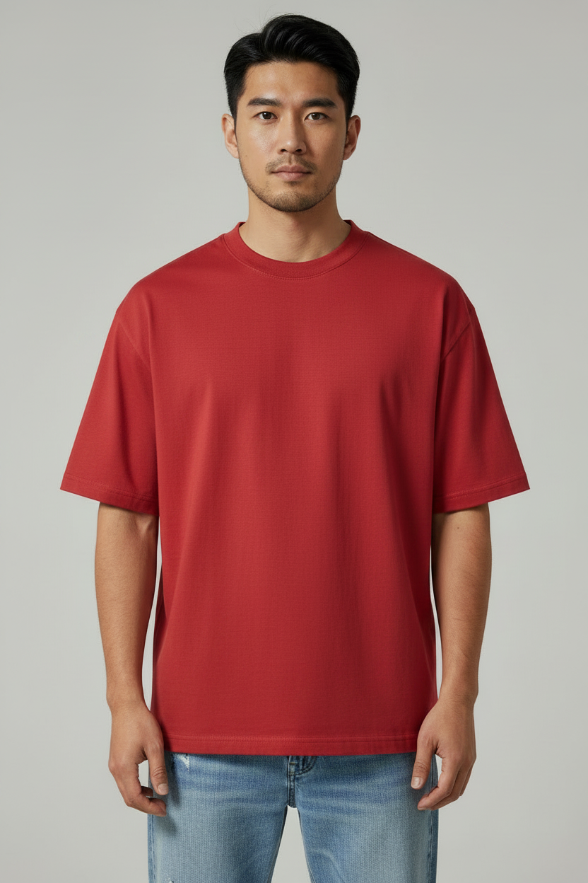 Solid Oversized Drop Shoulder T-Shirt for Men | 240 GSM Thick Cotton