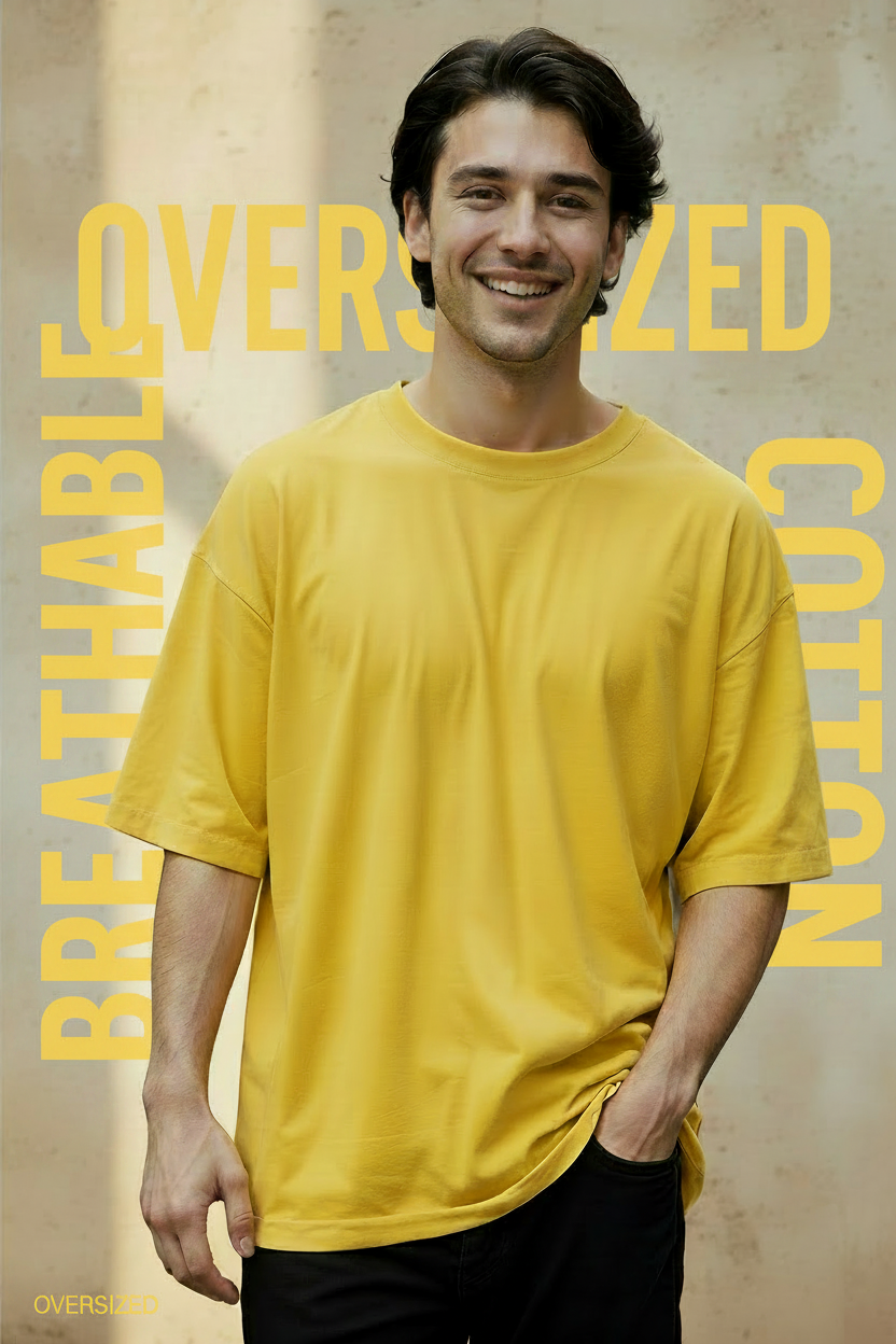 Solid Oversized Drop Shoulder T-Shirt for Men | 180 GSM Cotton