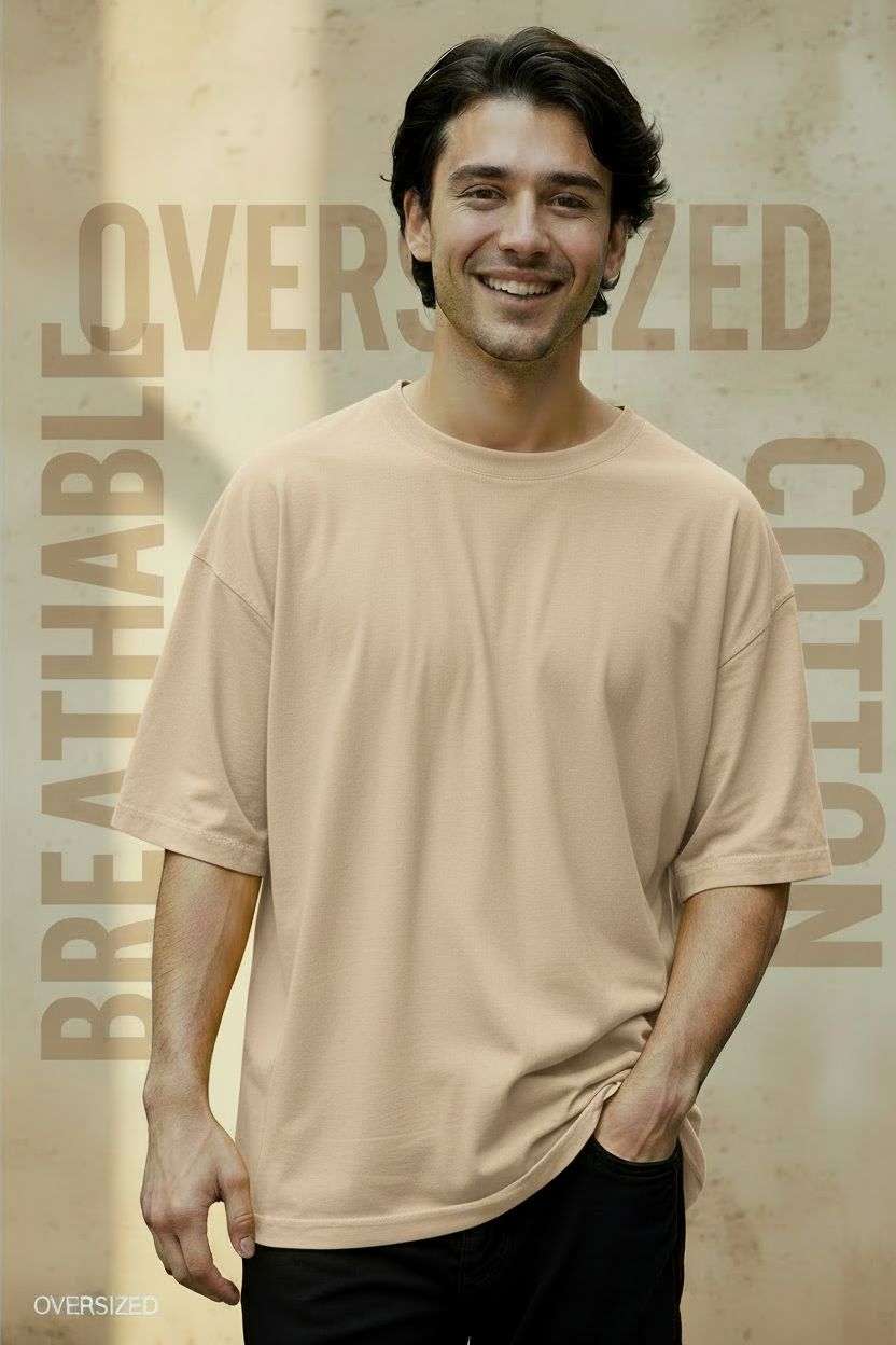 Solid Oversized Drop Shoulder T-Shirt for Men | 180 GSM Cotton