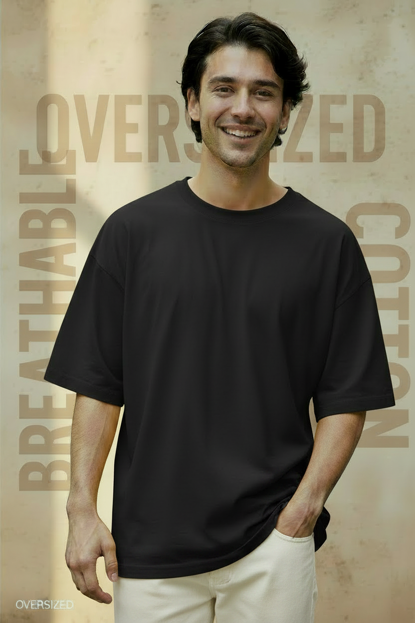 Solid Oversized Drop Shoulder T-Shirt for Men | 180 GSM Cotton