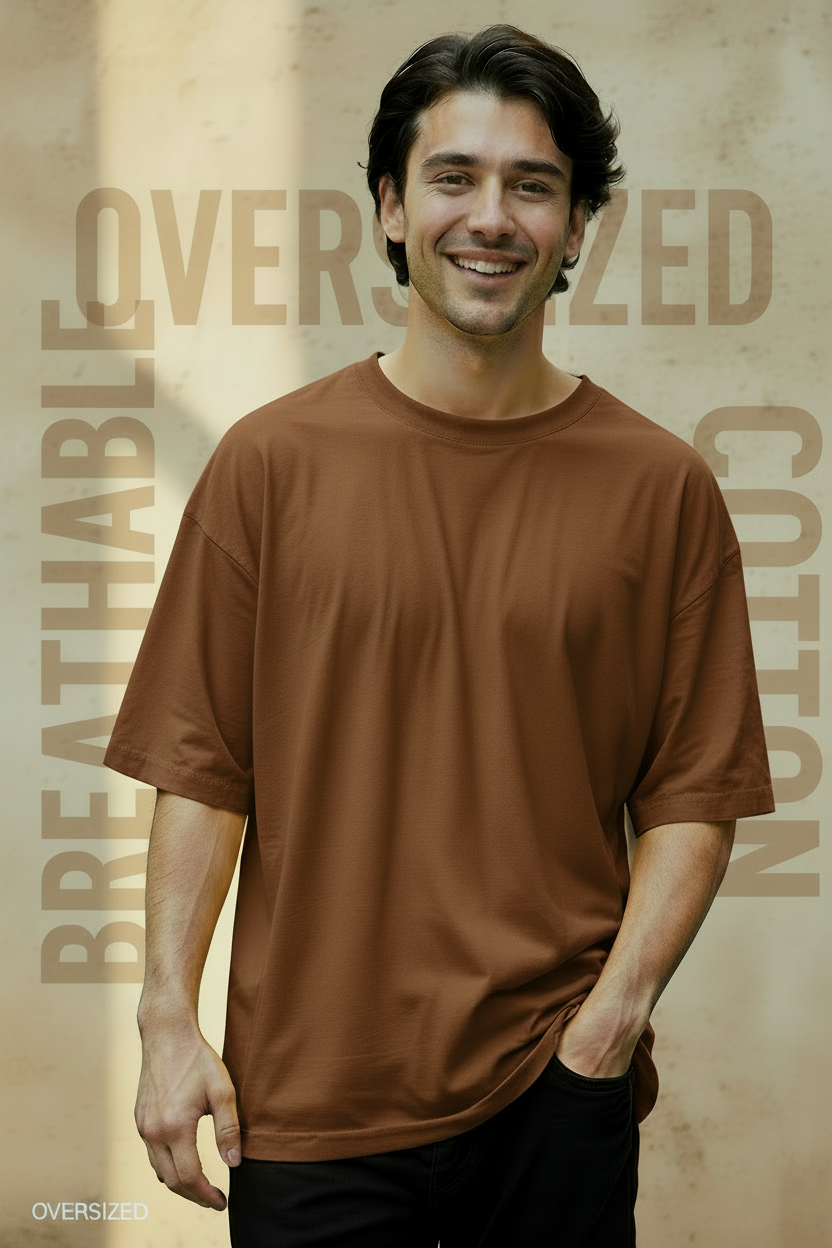 Solid Oversized Drop Shoulder T-Shirt for Men | 180 GSM Cotton