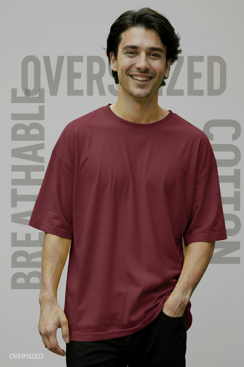 Solid Oversized Drop Shoulder T-Shirt for Men | 180 GSM Cotton