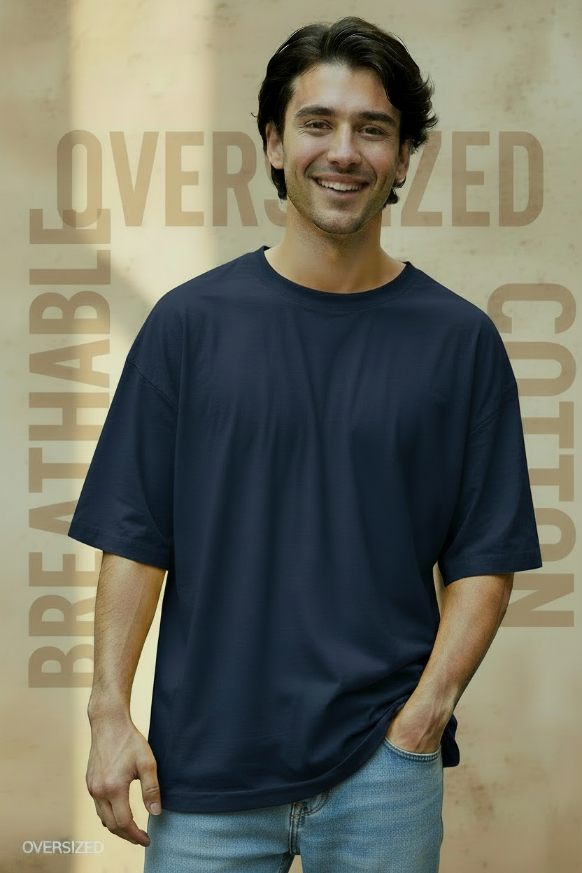 Solid Oversized Drop Shoulder T-Shirt for Men | 180 GSM Cotton