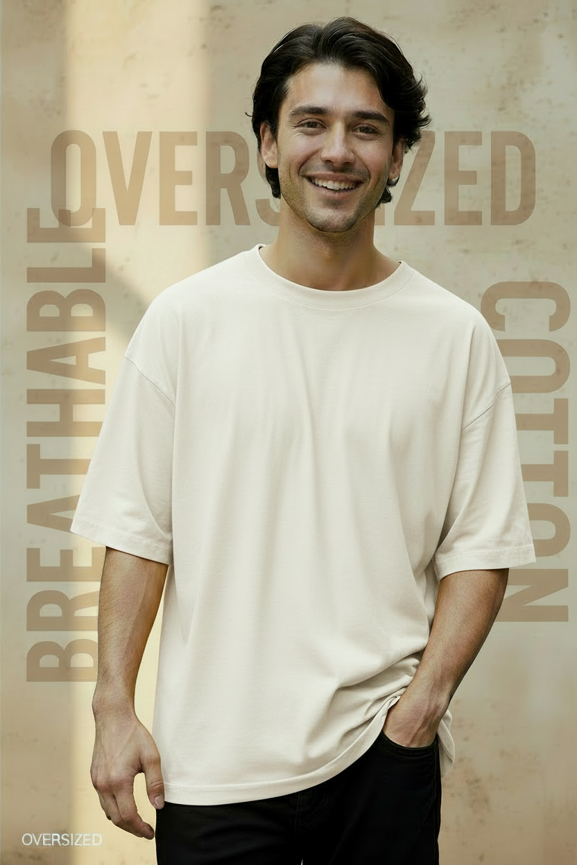 Solid Oversized Drop Shoulder T-Shirt for Men | 180 GSM Cotton