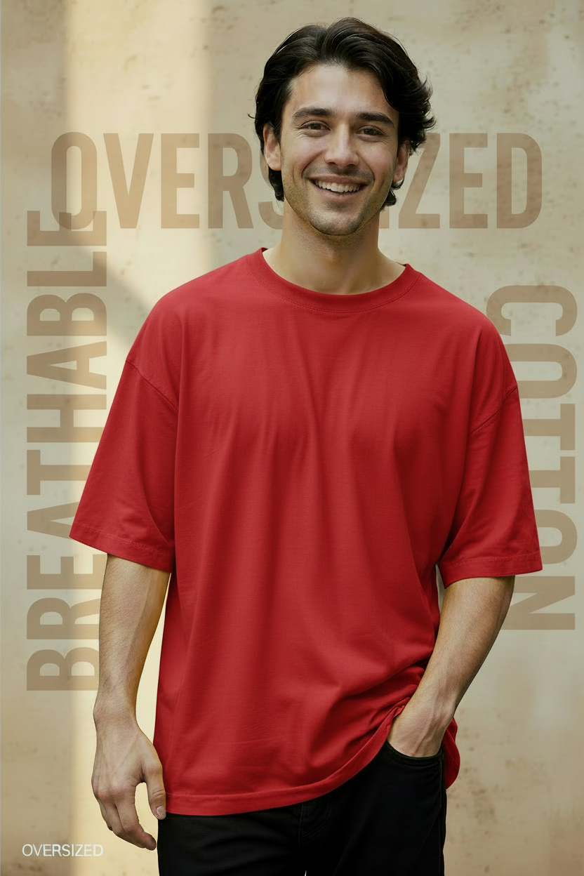 Solid Oversized Drop Shoulder T-Shirt for Men | 180 GSM Cotton
