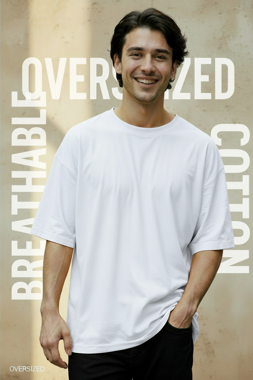 Solid Oversized Drop Shoulder T-Shirt for Men | 180 GSM Cotton