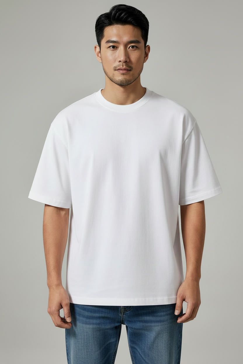 Solid Oversized Drop Shoulder T-Shirt for Men | 240 GSM Thick Cotton