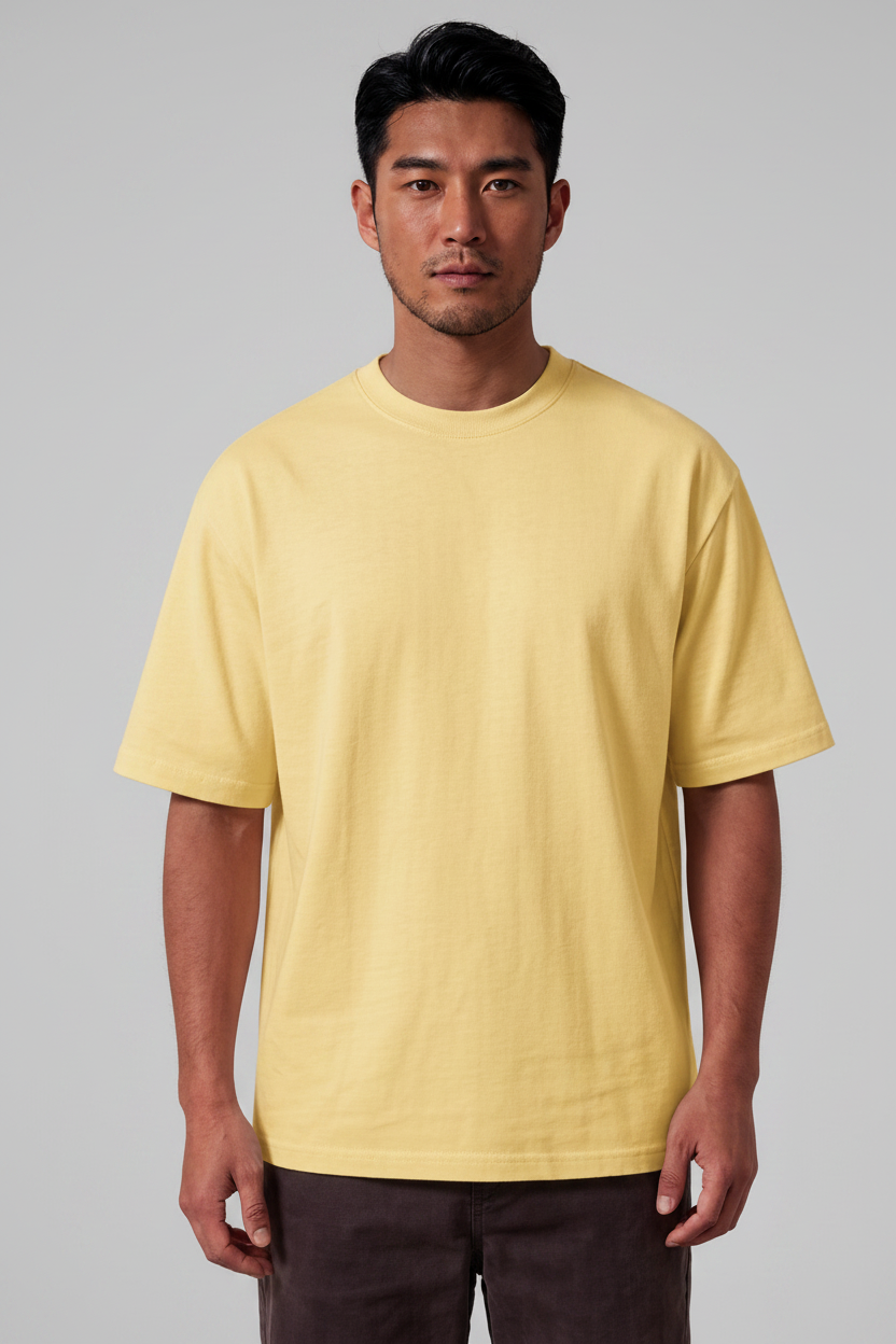 Solid Oversized Drop Shoulder T-Shirt for Men | 240 GSM Thick Cotton